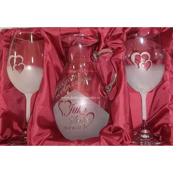 Svatební dekorace Svatební pískovaná souprava CHARLOTTE 2+1 - víno - Poděkování rodičům za syna