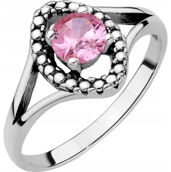 Prsten STŘÍBRNÝ Dámský PRSTÝNEK ryzost 925 Oválný s Růžovou Zirkon vel. 20
