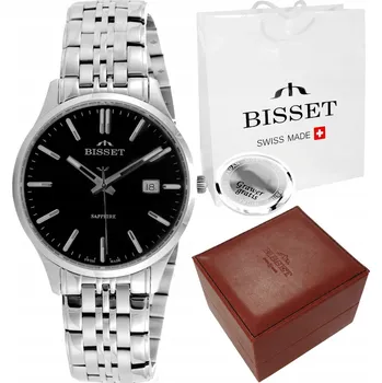 Hodinky Švýcarské pánské hodinky Bisset Safírové sklo s datumovkou + GRAVÍROVÁNÍ
