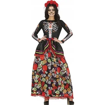 Karnevalový kostým KVĚTINOVÝ KOSTÝM KOSTLIVCE CATRINA LOS MUERTOS HALLOWEENSKÝ KARNEVAL L