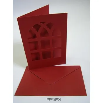 Vánoční přání 10,8 x 15,5 cm - okno - červená