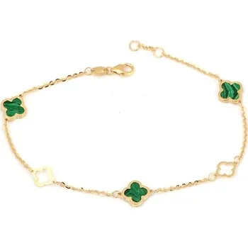 Náramek Dámský zlatý náramek se čtyřlístky ZLNA1253F 19 cm + Dárek zdarma