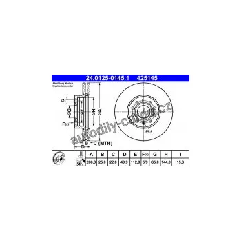 Brzdový kotouč Brzdový kotouč ATE CRYO 24.0125-0145 (AT 425145) - AUDI, SEAT, ŠKODA, VW