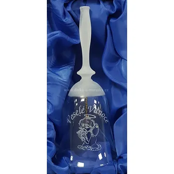 Vánoční dekorace Pískovaný velký zvoneček - dekor Anděl č.6