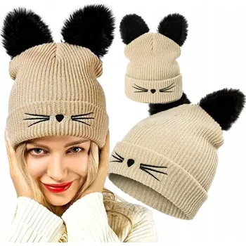 Čepice EdiBazzar zimní čepice beanie béžová, univerzální velikost