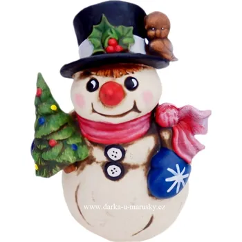 Zahradní dekorace Sněhulák malý - česká mrazuvzdorná keramika