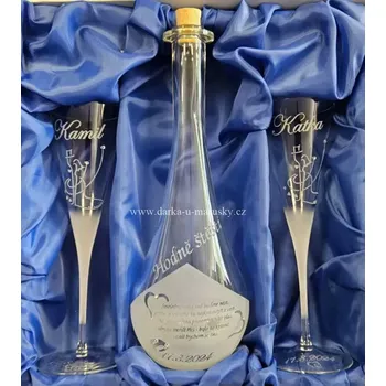 Svatební dekorace Svatební souprava IVETA 2+1 ZL - č.13 - Hodně štěstí (Zapískovaná láhev)