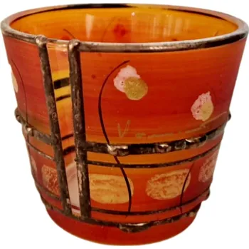 Svícen Svícen č. 32 oranžový - ručně malovaný