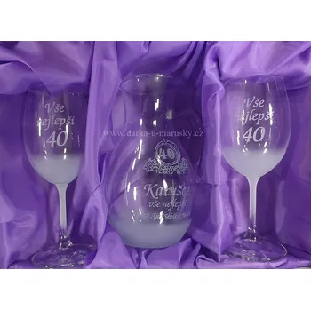 Pískovaná souprava na víno Adéla 2+1 - Vinaři č.1