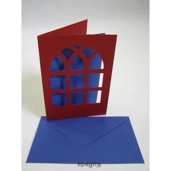 Vánoční přání 10,8 x 15,5 cm - okno - červená/modrá