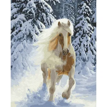 Obraz Obraz k vymalování podle čísel Artnapi Kůň v zimním lese 40x50 cm