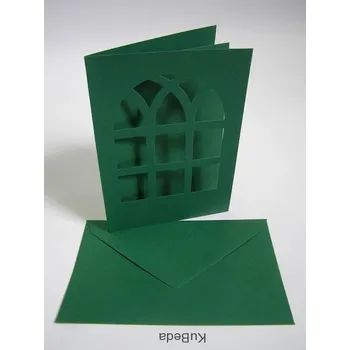 Vánoční přání 10,8 x 15,5 cm - okno - zelená