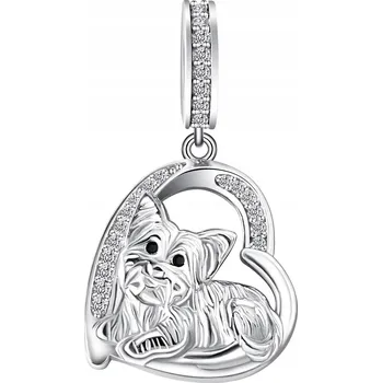 Přívěsek Přívěsek přívěsek srdce z Yorkshire teriéra stříbro