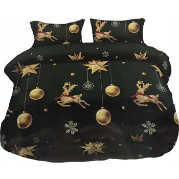 Povlečení POVLEČENÍ VÁNOČNÍ 160X200 SATÉNOVÉ 2 POVLAKY 70X80 NA VÁNOCE