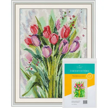 Vyšívací vzor Sada pro vyšívání křížkem, plátno s potiskem vzorem, vyšívací kruh, mulinky, jehly