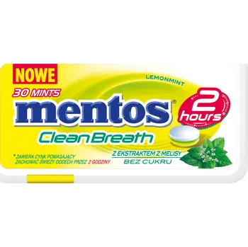 Bonbon Mentos 2H Clean Breath osvěžující pastilky bez cukru meduňka citron 21g
