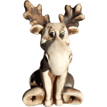 Zahradní dekorace Sob sedící, svícník