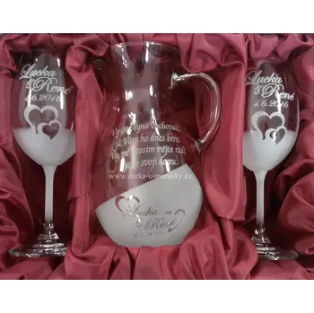 Svatební dekorace Svatební pískovaná souprava CHARLOTTE 2+1 - Vy jste syna vychovali...