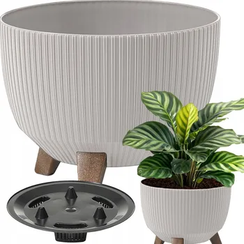 Květináč KVĚTINÁČ KVĚTINOVÝ MÍSA OBAL KVĚTINÁČ TRUHLA VLOŽKA TAUPE ROMA 23 x 29 Cm