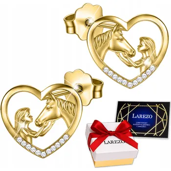 Náušnice Zlaté Náušnice s Koněm pro Holčičku Koně Srdce Koníci Kůň STŘÍBRO 925