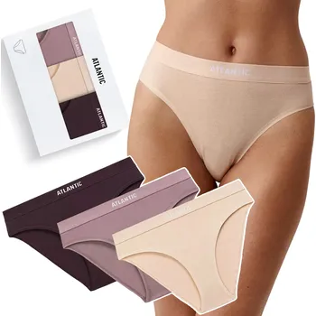 Dámské spodní prádlo ATLANTIC 3CLP-012 Kalhotky Dámské sportovní bavlněné kalhotky 3-PAK - XL
