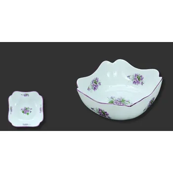 Salátová hluboká hranatá mísa 18cm fialky N