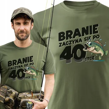 Pánské tričko Vtipné tričko T-shirt khaki dárek pro rybáře k 40. narozeninám - L