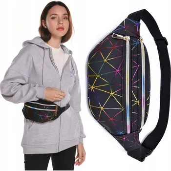 Ledvinka Dámská ledvinka černá z ekologické kůže, 3 kapsy a přihrádka na telefon