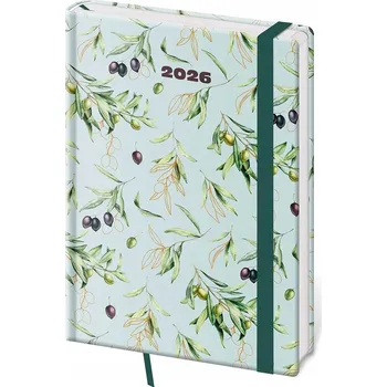 Diář Helma - Vario - denní diář s gumičkou Olive 2026, A5, 14,5 × 20,5 cm