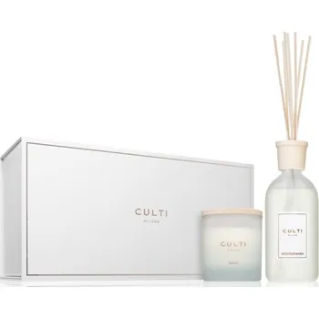 Aroma difuzér Culti Milano Mediterranea Culti Milano Candle Ebano vonná svíčka 270 g + Culti Milano Wooden Candle Lid víčko na svíčku 1 ks + Culti Milano Stile Mediterranea aroma difuzér 500 ml + Culti Milano Sticks Stile tyčinky do aroma difuzérů 34 cm