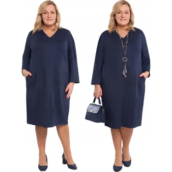 Dámské šaty Semišové šaty v tmavě modré barvě, velikost 56/58