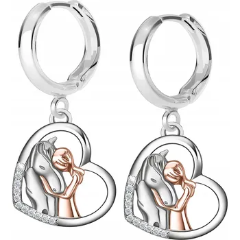 Náušnice Stříbrné Náušnice na patentku Kůň Koník Holčička s koněm Poník stříbro 925