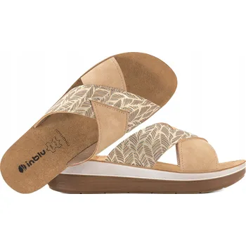 Dámské pantofle INBLU FT-18 Dámské letní NAZOUVÁKY pantofle komfortní kožená stélka PU 38 Béžová