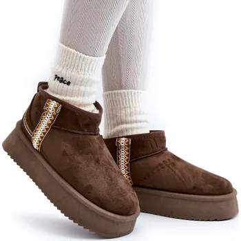 Dámská zimní obuv SNĚHULE NA PLATFORMĚ Z EKO SEMIŠE SE VZOREM TMAVĚ ZELENÉ 39