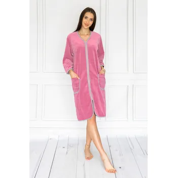 Dámský župan Dámský sametový růžový Župan z měkké elegantní Bavlna EkspresXXL