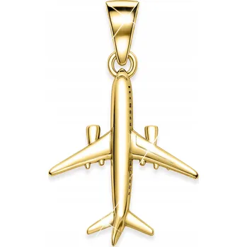 Přívěsek Zlatý přívěsek na řetízek Letadlo Samolot Cestování Plane STŘÍBRO 925