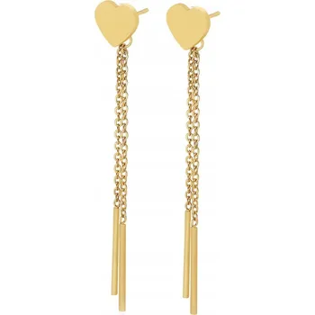 Náušnice Náušnice DLOUHÉ visací ZLATÉ srdíčka PLÍŠEK