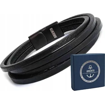 Náramek Pánský náramek kožený černý klasický