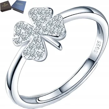Prsten Stříbrný 925 Nastavitelný Prstýnek s Motivem Čtyřlístku jako Dárek pro Ženy