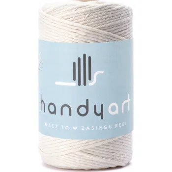 Příze Šňůra na makramé bavlněná krémová 3mm 200m kroucená ozdobná Handy Art