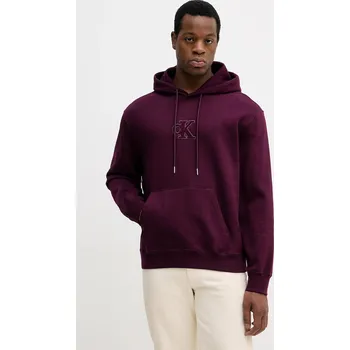Pánská mikina Mikina Calvin Klein Jeans pánská, fialová barva, s kapucí, s aplikací, LV04RD250G 49X, vel. S