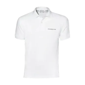 PORSCHE Polo Shirt Essential Polokošile Tričko s límečkem a knoflíky s logem bílé (Stylové pánské polo tričko.)