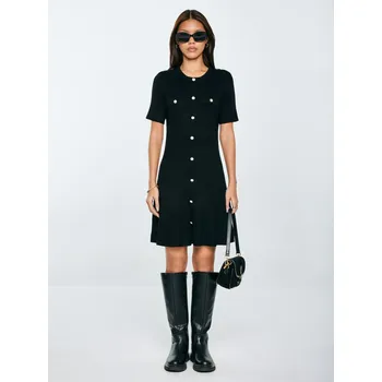 Dámské šaty BIG STAR ŠATY DÁMSKÉ MINI Z VISKÓZY ČERNÉ DILARA 906 XS