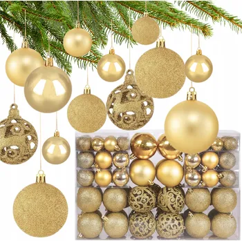 Vánoční dekorace SADA VÁNOČNÍCH BANĚK MIX ZLATÉ VÁNOČNÍ XXL 100 KS