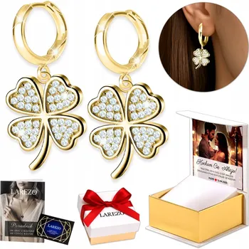 Náušnice Zlaté Náušnice 925 Čtyřlístek Jetel se Zirkony Visací Jetel