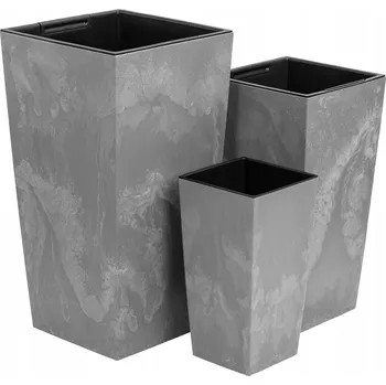 Obraz Plast Květináč , šedý Botle 17 cm x 17 x 32,5 cm