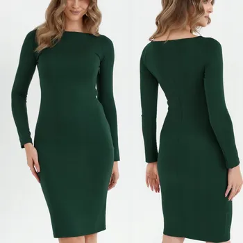 Dámské šaty STYLOVÉ ŽENSKÉ ŠATY PŘIZPŮSOBIVÉ MIDI ŠATY ELEGANTNÍ TUŽKOVĚ ZELENÉ 40 L