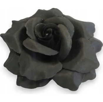 Brož Brož / gumička s květinami v černé barvě