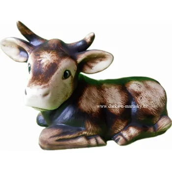 Zahradní dekorace Kráva s rohy ležící - S