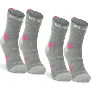 Dámské ponožky Dámské sportovní ponožky BRUBECK s ionty stříbra 2 PÁRY růžovo-šedé 39-41